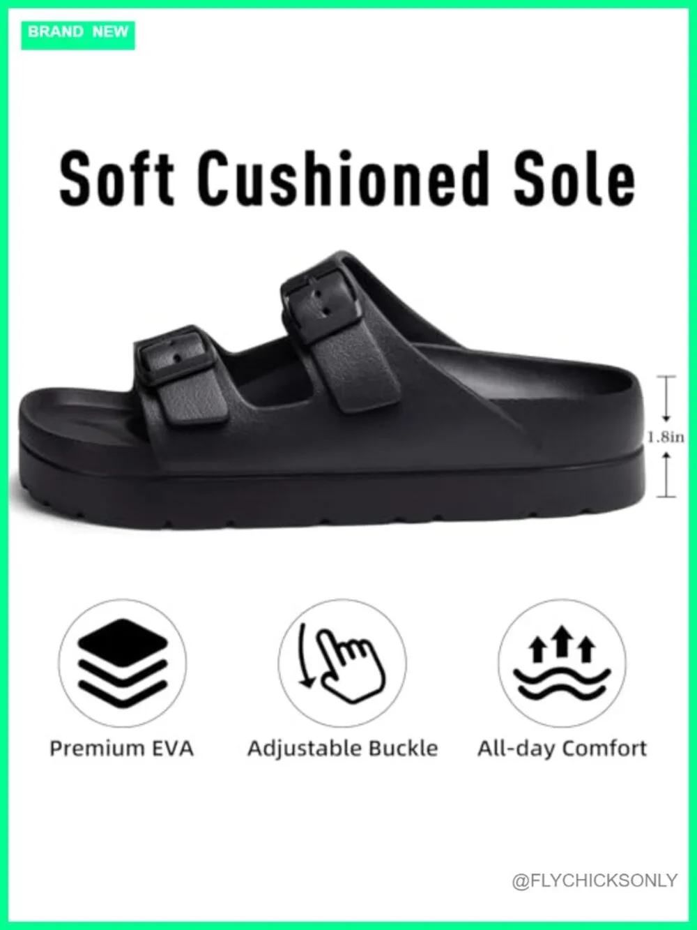 Women's Platform Slides with Arch Support, Adjustable Double Buckle,